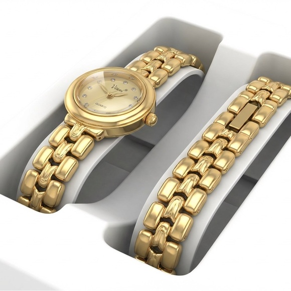 ONE Paris Gold Watch & Bracelet Set w/ Color-Change Rings - Picture 3 of 3